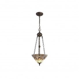 SIAN Tiffany 2 Light Uplighter Ceiling Pendant White, Grey, Black, Crystal, Antique Brass
