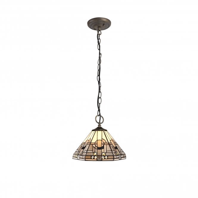 SIAN Tiffany 3 Light Downlighter Ceiling Pendant 31cm, White, Grey, Black, Crystal, Antique Brass