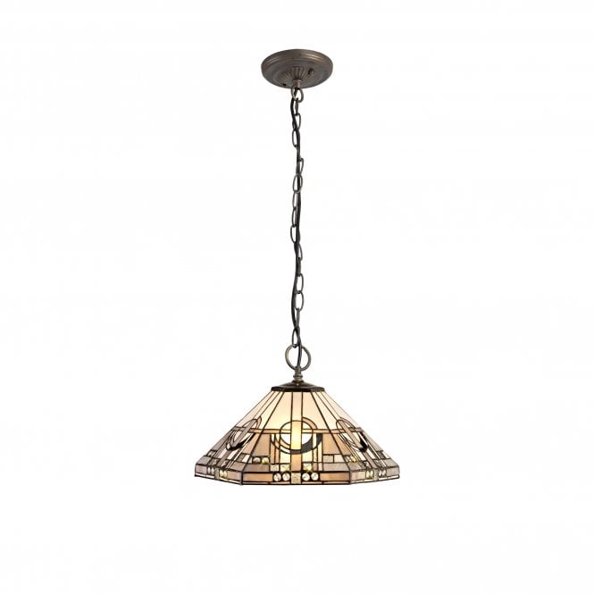 SIAN Tiffany 3 Light Downlighter Ceiling Pendant 40cm White, Grey, Black, Crystal, Antique Brass