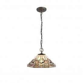 SIAN Tiffany 3 Light Downlighter Ceiling Pendant 40cm White, Grey, Black, Crystal, Antique Brass
