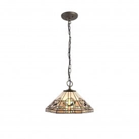 SIAN Tiffany 3 Light Downlighter Ceiling Pendant 40cm White, Grey, Black, Crystal, Antique Brass
