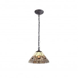 SIAN Tiffany Downlighter Ceiling Pendant Light, 31cm White, Grey, Black, Crystal, Antique Brass