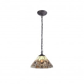 SIAN Tiffany Downlighter Ceiling Pendant Light, 31cm White, Grey, Black, Crystal, Antique Brass