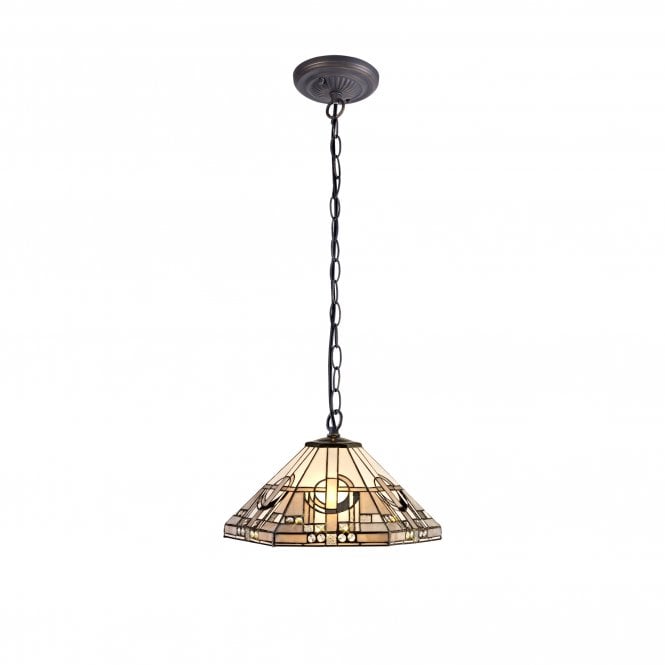 SIAN Tiffany Downlighter Ceiling Pendant Light 40cm White, Grey, Black, Crystal, Antique Brass