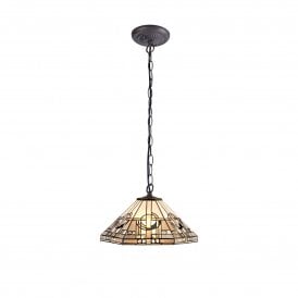 SIAN Tiffany Downlighter Ceiling Pendant Light 40cm White, Grey, Black, Crystal, Antique Brass