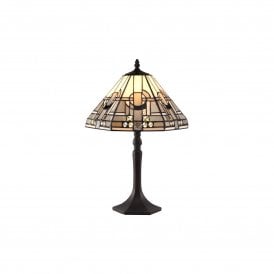 SIAN Tiffany Octagonal Table Lamp White, Grey, Black, Clear Crystal,
