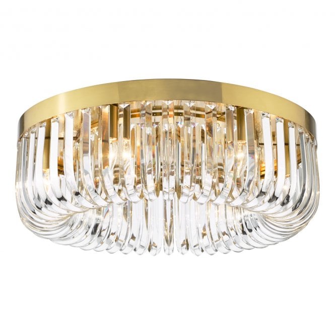 Sigourney 6 Light Flush In Satin Gold and Crystal