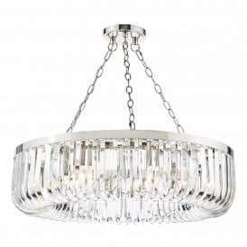 Sigourney 8 Light Pendant In Polished Nickel and Crystal