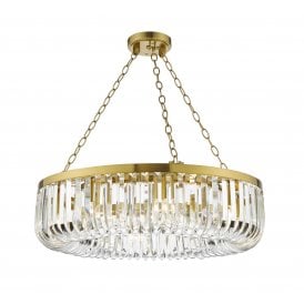 SIGOURNEY 8 Light Pendant Satin Gold and Glass