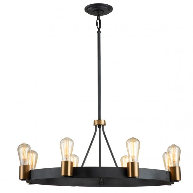 SILAS Black and Brass accent Pendant/ Semi-Flush