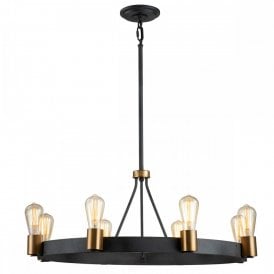 SILAS Black and Brass accent Pendant/ Semi-Flush