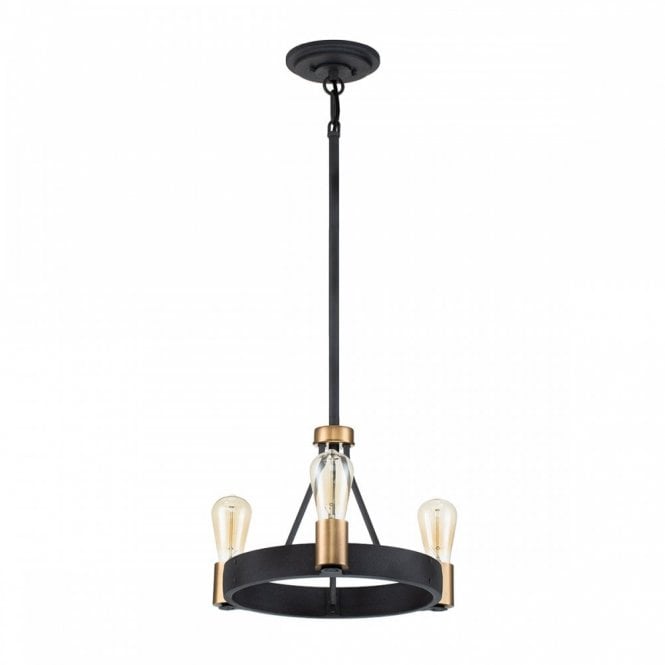 SILAS Black and Brass Pendant/ Semi-Flush