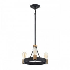 SILAS Black and Brass Pendant/ Semi-Flush