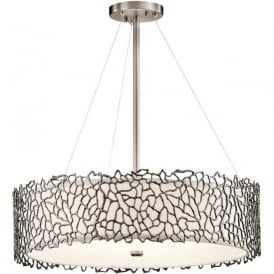 SILVER CORAL drum shade ceiling pendant light