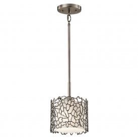 SILVER CORAL mini pewter ceiling pendant light for sloping ceilings