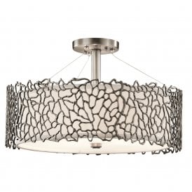 SILVER CORAL pendant or semi-flush fitting pewter ceiling light