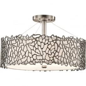 SILVER CORAL pendant or semi-flush fitting pewter ceiling light