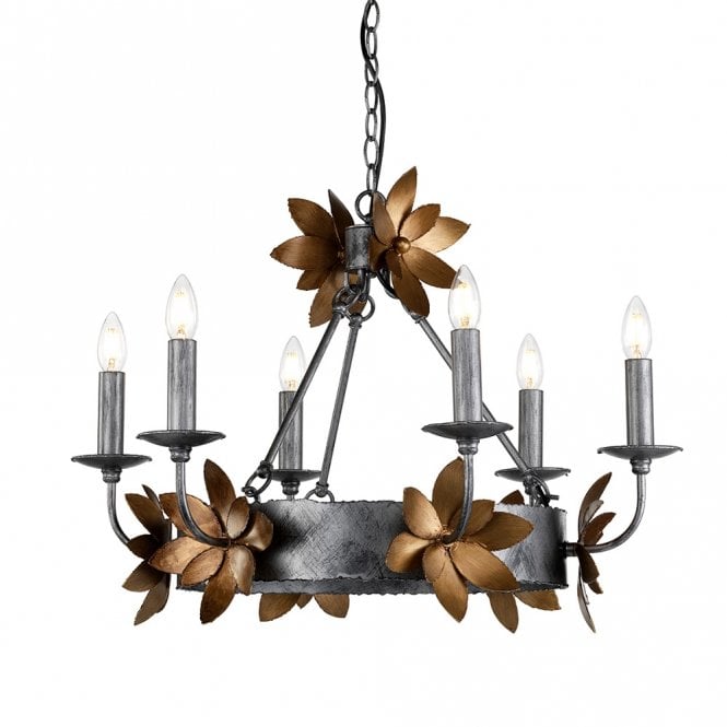 SIMONE French inspired distressed silver and gold chandelier
