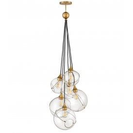 SKYE 6 Light Cluster Pendant Light | Heritage Brass