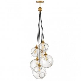 SKYE 6 Light Cluster Pendant Light | Heritage Brass