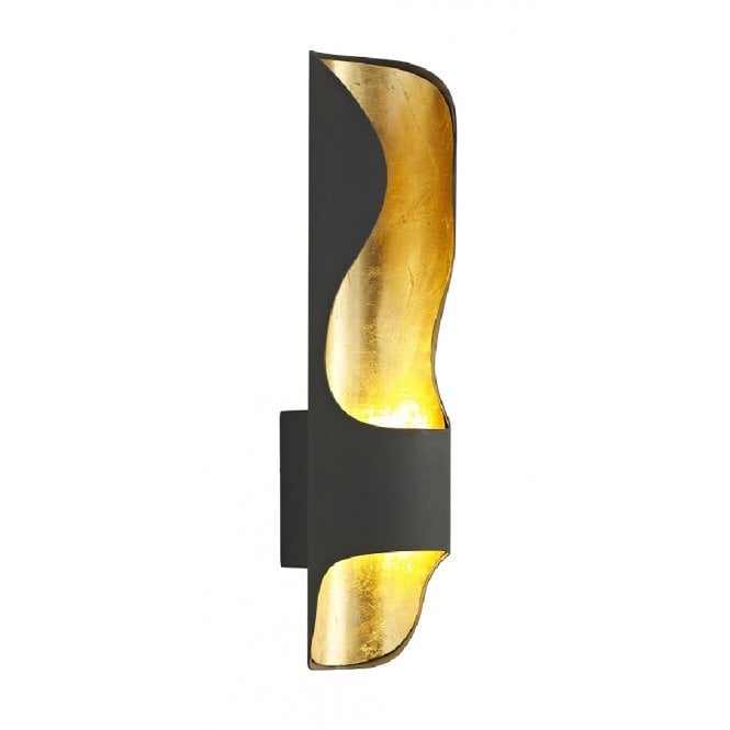 Skylar LED Wall Light in Anthracite with Gold Leaf