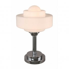 SODA Art Deco table lamp with opal white glass shade on chrome base - large
