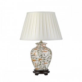 SOLING ginger jar table lamp with brown and orange leaves on cream background