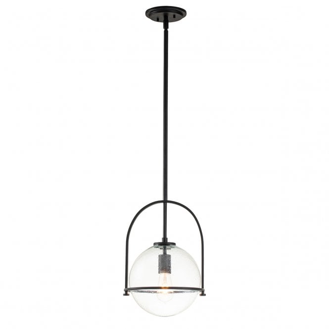 SOMERSET Black and Clear Glass Globe Pendant