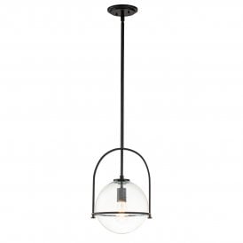 Medium Pendant in Black with Clear Glass Globe