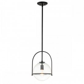 SOMERSET Black and Clear Glass Globe Pendant