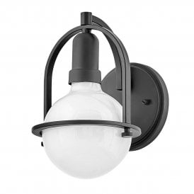 Black wall light with opal glass 
