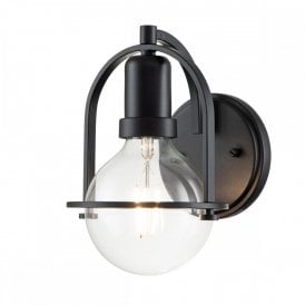 SOMERSET Black wall light with clear seeded glass