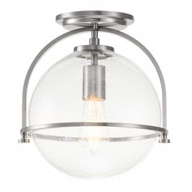 Flush Mount in Brushed Nickel with Clear Glass Globe