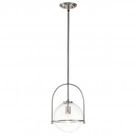  Medium Pendant in Brushed Nickel with Opal Glass Globe