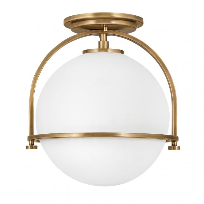 SOMERSET Flush brushed brass and opal glass fitting