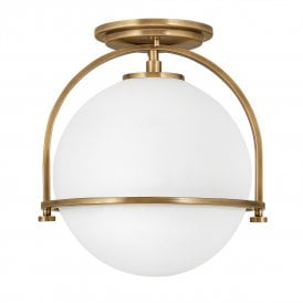 Flush Mount in Brass with Opal Glass
