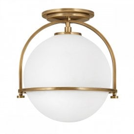 SOMERSET Flush brushed brass and opal glass fitting
