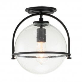 1 Light Flush Mount in Black w/ Clear Glass