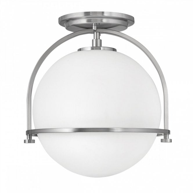 SOMERSET Flush Nickel and Opal Glass Globe