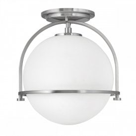 SOMERSET Flush Nickel and Opal Glass Globe