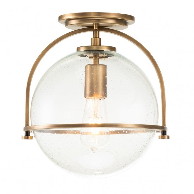 SOMERSET Flush Mount in Brass with clear seeded glass| Bespoke Lights|