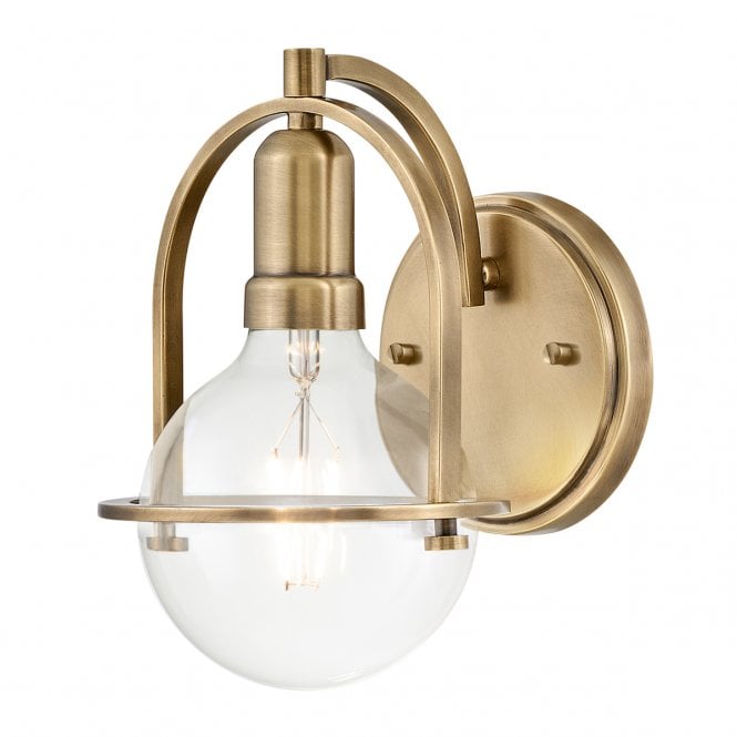 SOMERSET Natural Brushed Brass with Clear Seeded Glass Globe