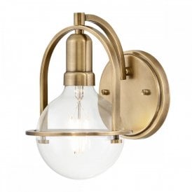SOMERSET Natural Brushed Brass with Clear Seeded Glass Globe