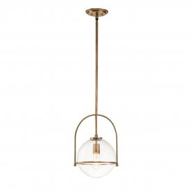 Medium Pendant in Brass with Clear Glass Globe