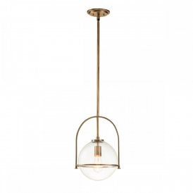 SOMERSET Single pendant in brushed brass with clear glass globe