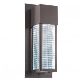 SOREL modern LED outdoor wall light in bronze with textured glass