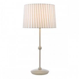 Matte Taupe Table Lamp with Striped Shade
