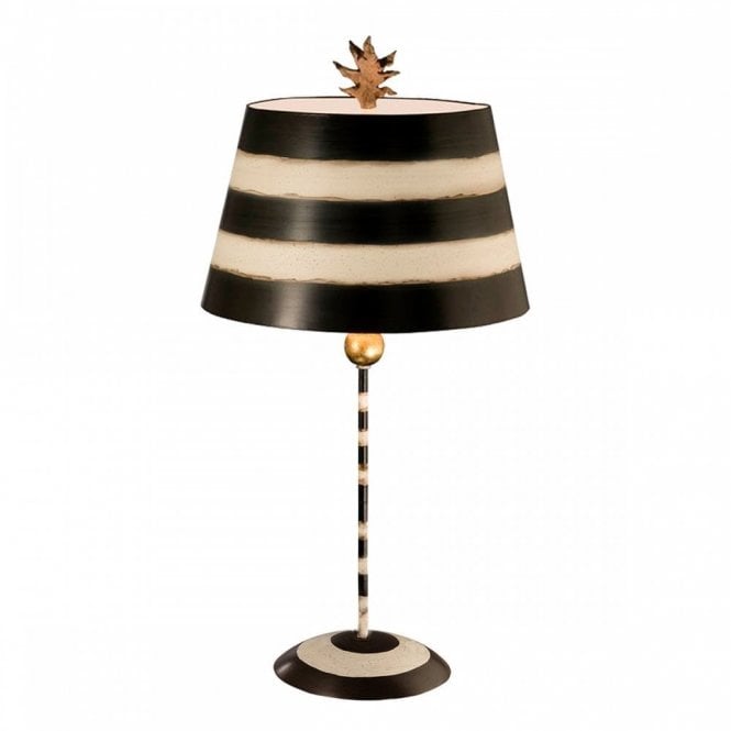 SOUTH BEACH black and cream striped table lamp with gold embellishments