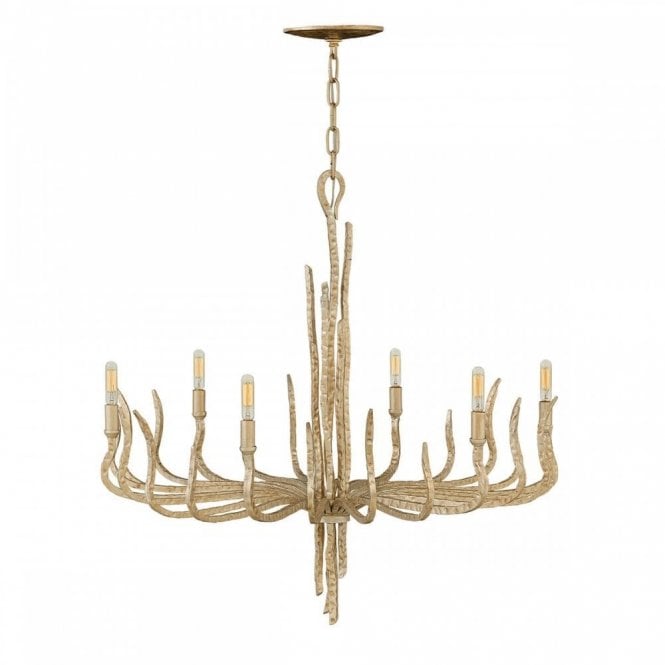 SPYRE 6 light artisan chandelier in hammered champagne gold finish