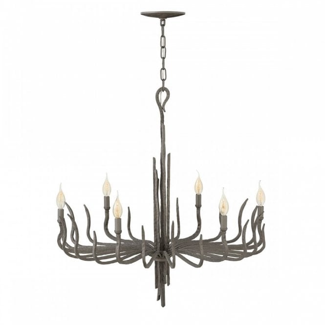 SPYRE 6 light artisan chandelier in hammered metallic matt bronze